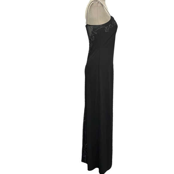 90s Y2K Black Mesh Back Evening Dress Gown Vintage Special Occasions - Picture 2 of 11